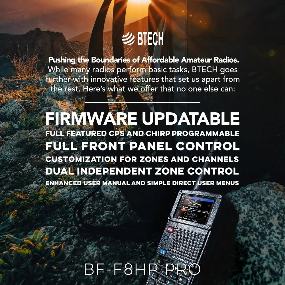 Tri-Band Two-Way Radio 7th Gen, 1000 Channels, GPS, Weather, VHF/UHF/1.25 m Scanner, Rugged, USB-C Chargeable Battery