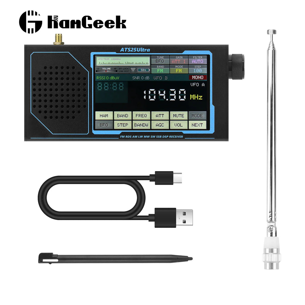 HamGeek ATS25 ULTRA FM SW SSB MW LW AIR SDR Receiver Aviation Band Receiver Supports Bluetooth WiFi with 4-inch Touch Screen