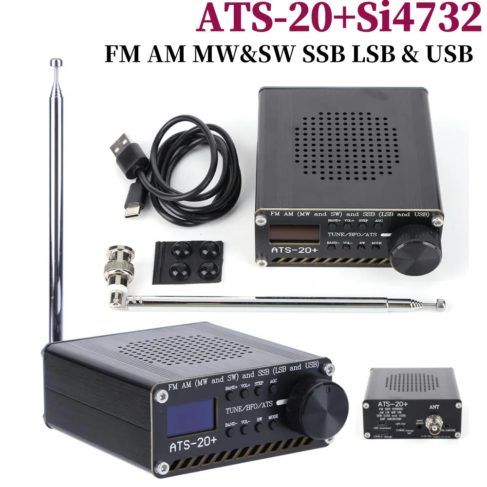 ATS-20+Si4732 All Band Radio Receiver Built-in Battery Full Band Receiver Scanner FM AM MW&SW SSB LSB & USB with Antenna